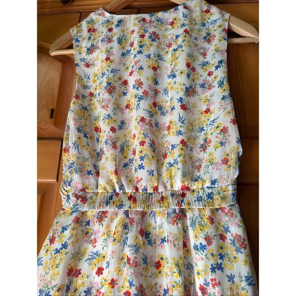 Banana Republic  Twist Knot Front V Neck Ruffle Floral Mini Dress SZ 4/P - Picture 6 of 11